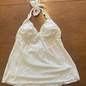 NWT White Halter Bathing Suit Top - 16